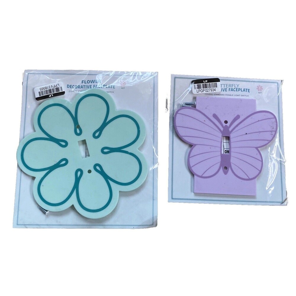 Electrical Butterfly Flower Faceplate Single Switch Cover Purple Teal New